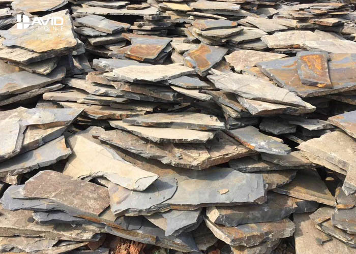 Light Yellow Slate Paving Stones Skidproof Irregular Size For External Floor