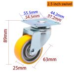 EDL Light Duty 2.5inch 80kg Aluminum Plate Caster by Rigid, Swivel and Brake