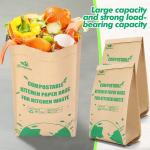 100% Biodegradable Square Bottom Kraft Paper Garbage Bags for Food Waste 50 Lb