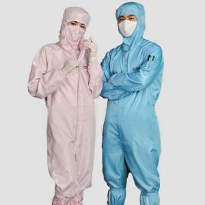Quality White Pink Blue Cleanroom Supplies Custom Anti Static Striped Fiber Clothes wholesale