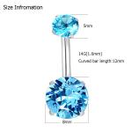 Double Blue Zircon Stones 14G Titanium Piercing Jewelry Opal Navel Ring