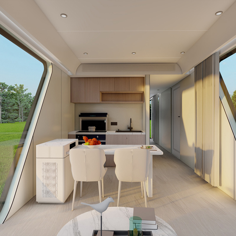 Steel Structure Green Mobile Capsule House Futuristic Waterproof Office Building Shop & Workshop With Toilet