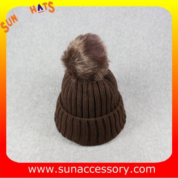 AK170191 Sun Accessory cheap knitted beanie hats with pom pom