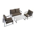 Brown Frame Finish 16.54" Seating Height Outdoor Sofa Set