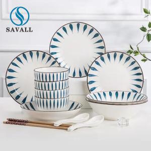 Quality Savall White Round Blue Ceramic Dinner Set Oval Porcelain Table Set wholesale