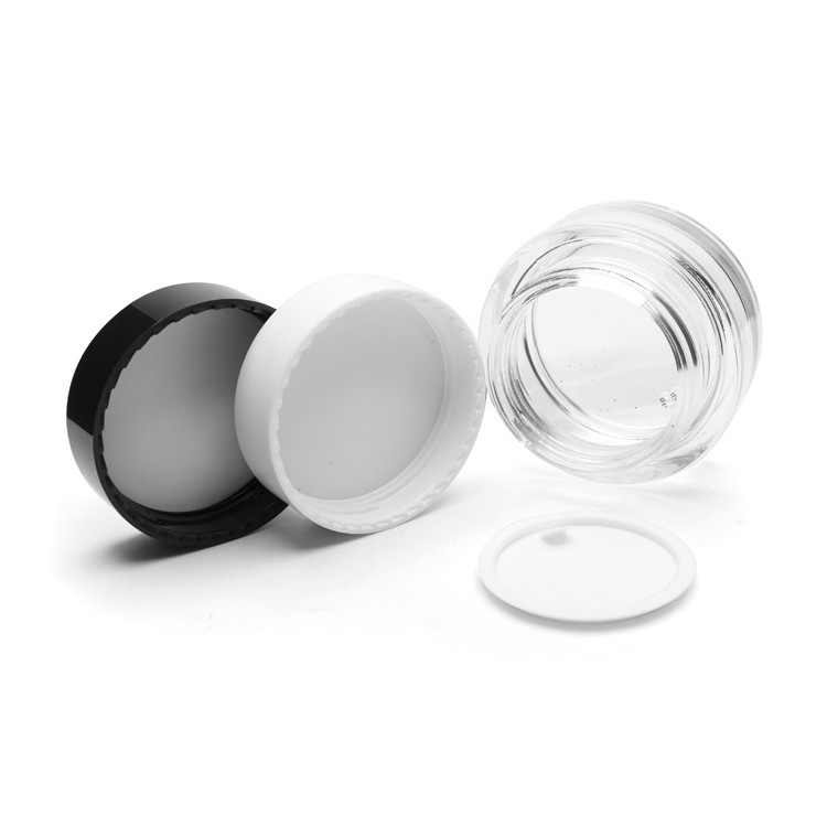 Black White Round Face Cream Jar Clear Glass Cream Jar Cosmetic Packaging 50g 30g