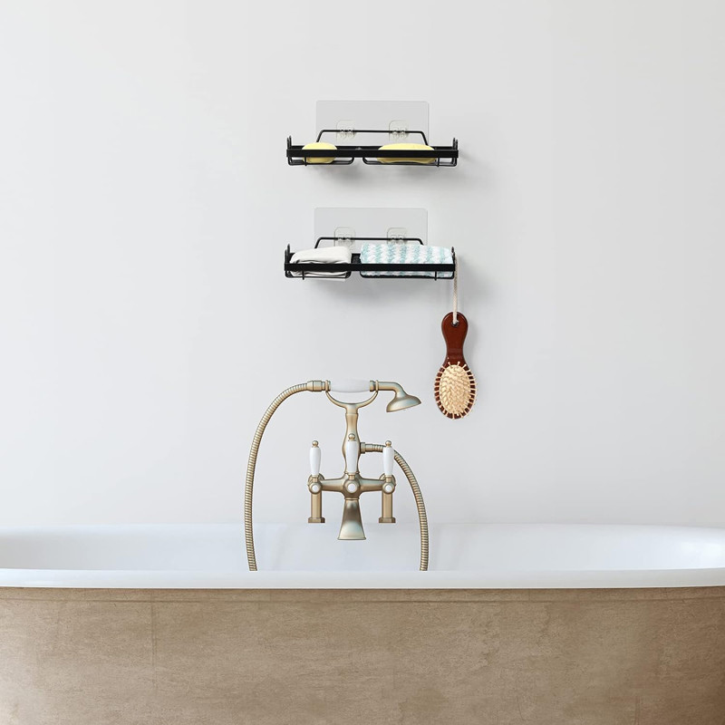 Soap Dish Sponge Holder Sink Soap Rack Soap Holder for Shower Wall