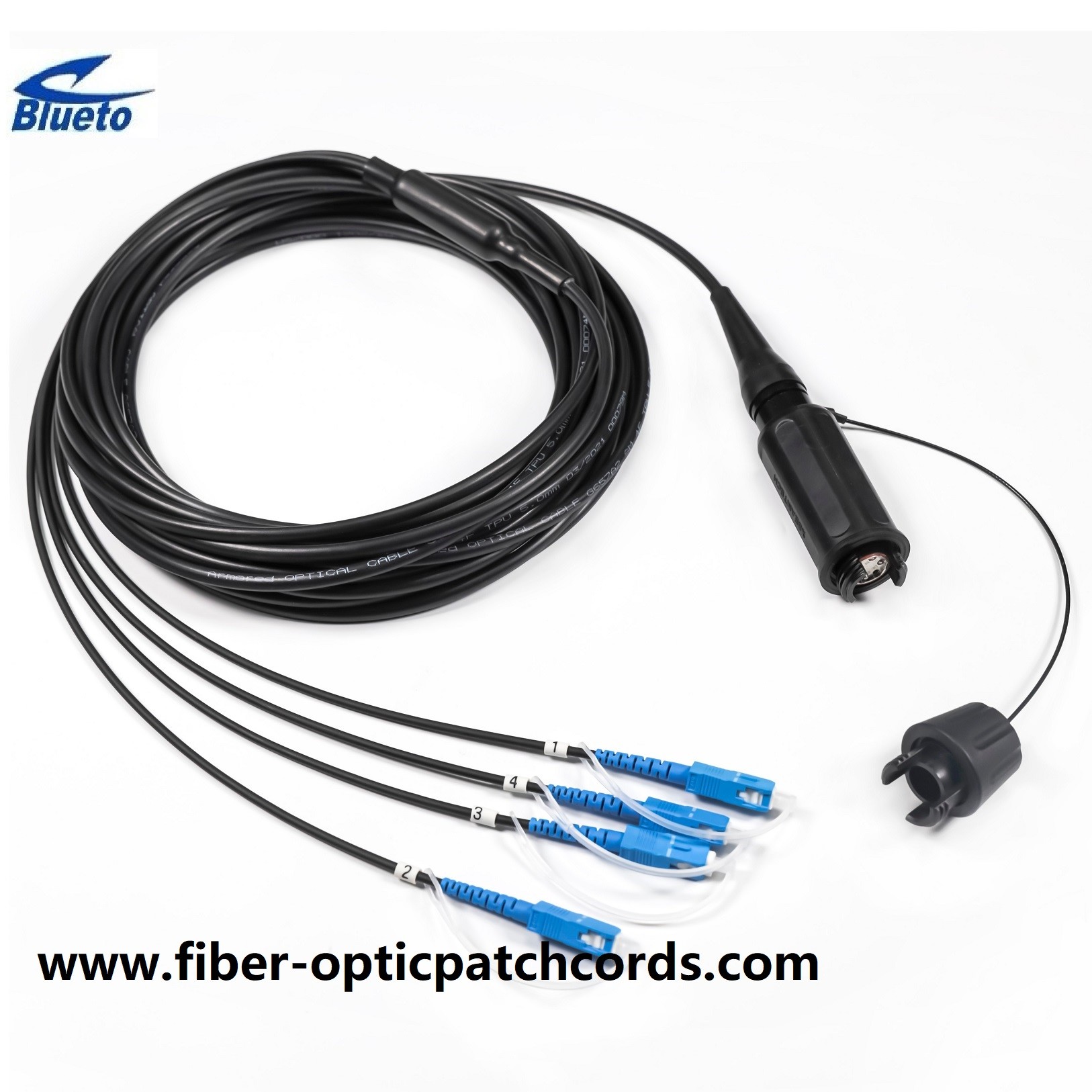 IP68 Expanded Beam Connector To SC 4core Hybrid Cable Single Mode Harsh Environment Expanded Beam Filed Deployment