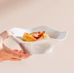 Wavy White Porcelain Tableware Unique Pretty Cream Pasta Bowls