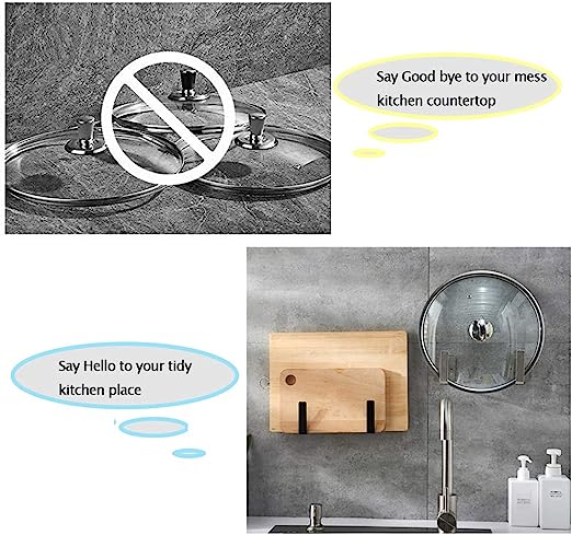 Non-folding Rack Stainless Steel Wall Mounted Pot Lid Holder for Kitchen Organization