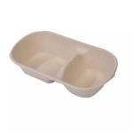 Eco Friendly Wheat Straw 2 Compartment Disposable Food Containers Lunch Box With