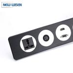 Aluminum Panel Mounted Office Desk Power Sockets Outlet With Usb
