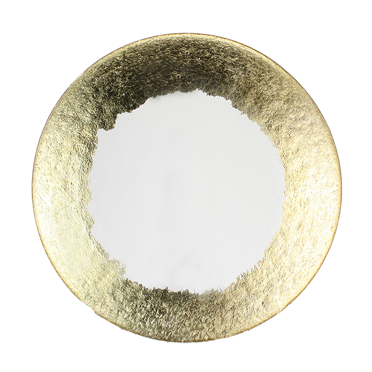 Custom made Glass Charger Bowl with Electroplating and Spraying Color