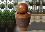 Ball Ellipse Base Wood Rattan Effect Water Fountain