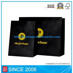 Quality Hot Stamping Custom Black Paper Shopping Gift Bag wholesale