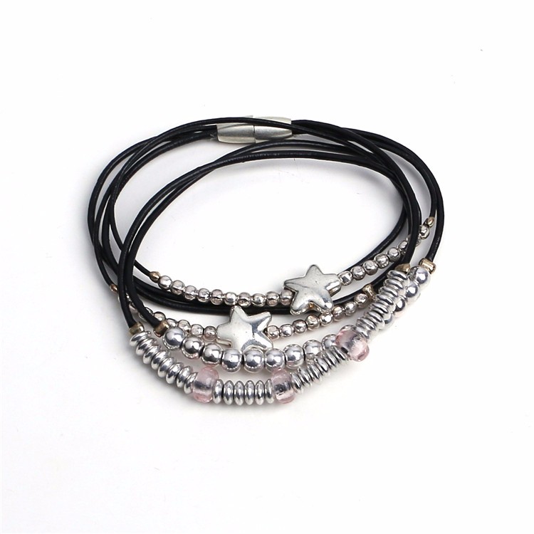 jewellery spring and summer new collection leather magnetic bracelet, fashion jewelry layers pu leather magnetic turquoi