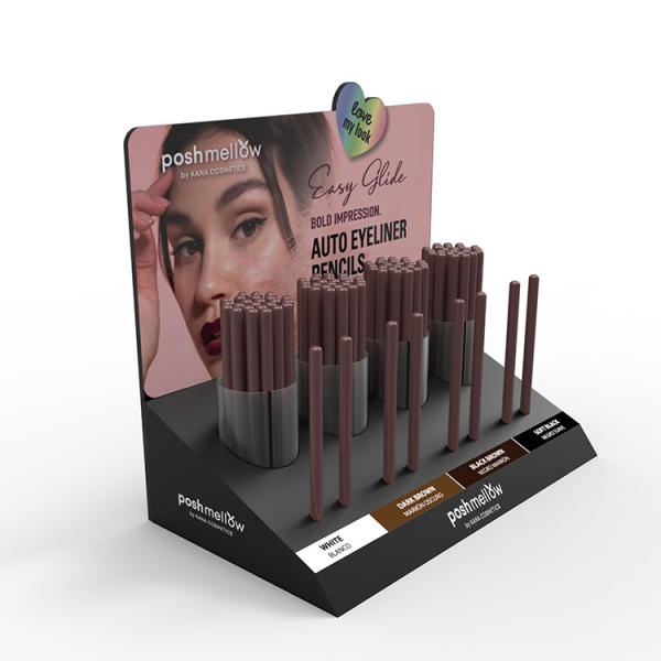 Cheap Eyeliner Pencil Counter Display Units PVC Foam Board Cosmetic Product Display Stands for sale