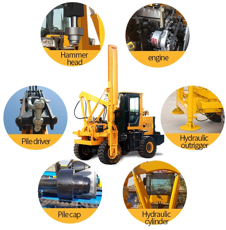 Guardrail Pile Driver Wheeled Highway Guardrail Drilling Machine Vibro Machine