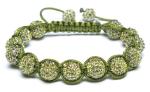 Adjustable Shamballa Bracelet, Green Rhinestone Ball