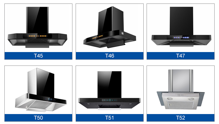Modern Glass Stainless Steel T Shape Chimney Hood Electric Wall Mounted Range Hood