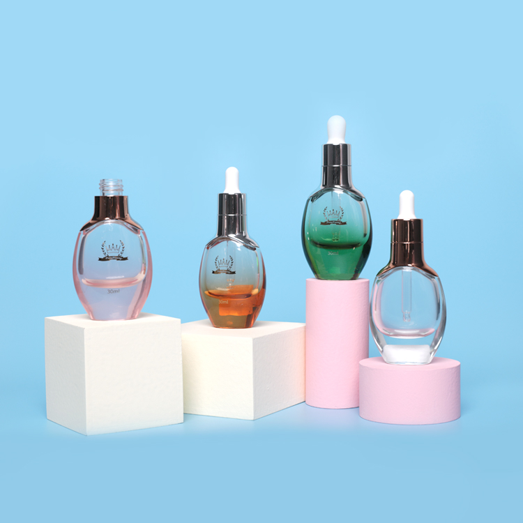 Luxury Empty 30ml Clear Dropper Bottles Logo Print Cosmetic Packaging