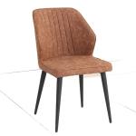 Leather PU Upholstered Dining Chairs With Black Metal Legs