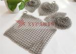Faster Chain Mail Scrubber With Wood Pulp Sponge For Cast Iron Skillet