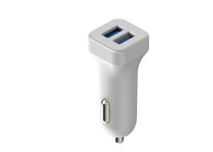 Quality White 12VDC - 24VDC Car Usb Charger Dual Port 5V 2.4A For Fast Charging wholesale