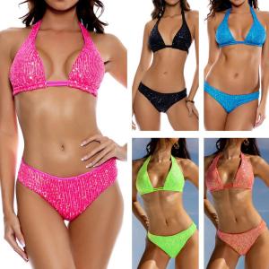Quality Solid Bikini Swimming Suits Ruched Design For Youthful wholesale