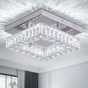 Quality Square Flush Mount Crystal Chandelier Ceiling Fan For Kitchen Bathroom wholesale