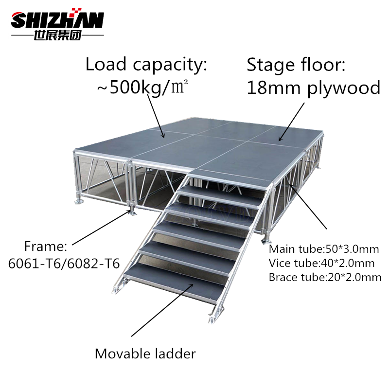 Adjustable Live Concert Glass Stage Aluminium Acrylic Platform Indoor