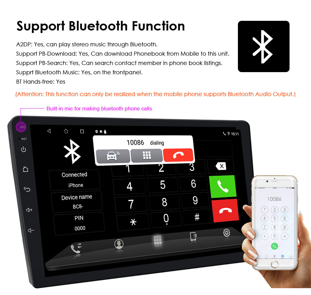 9 Inch Android Car Radio with Steering Wheel Control GPS Navigation and Multimedia Player