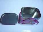 Portable Lunch Metal Tin Box Two Handles Pink Thickness 0.23mm