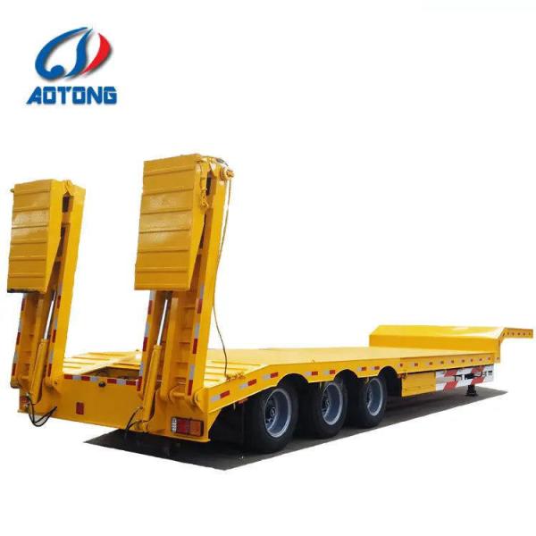 Mechanical/Air Suspension low flat bed/low boy semi truck trailer with 60tons