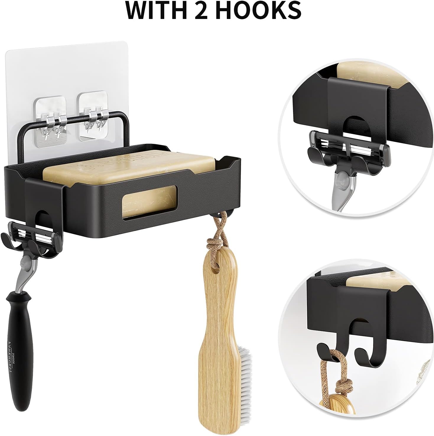 Wall Mounted Soap Holder Heavy Duty Non-Drilled Soap Bar Holder for Bathroom Kitchen