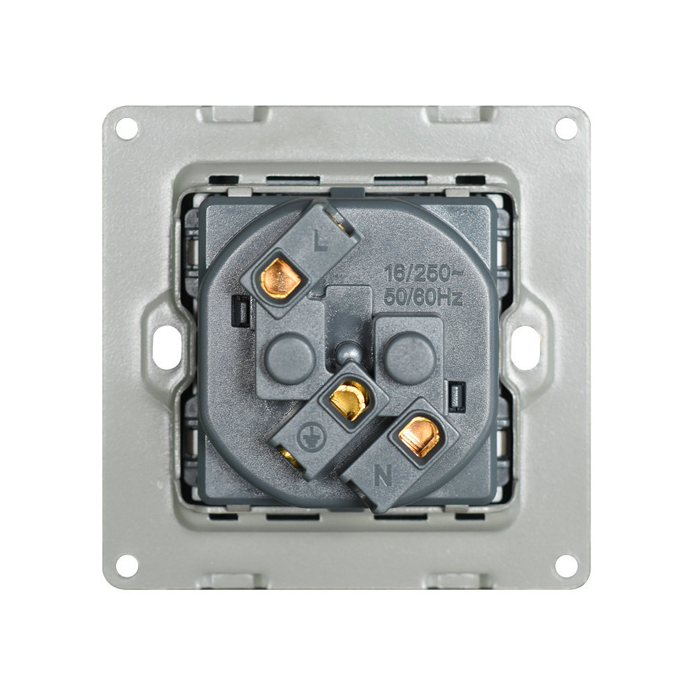 Power Socket,16A EU Standard Electrical Outlet 86mm * 86mm white Crystal Glass Panel wall socket