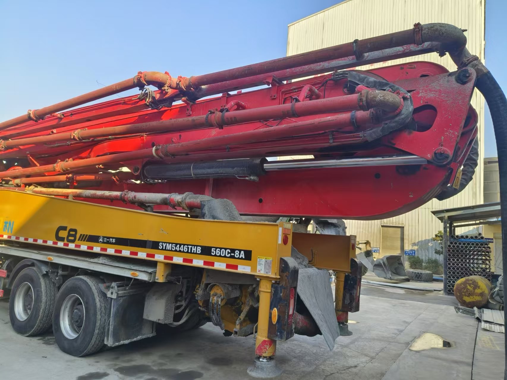 SYM5446THB 2020 Used Truck-Mounted Concrete Pump Stable Condition Cylinder Type
