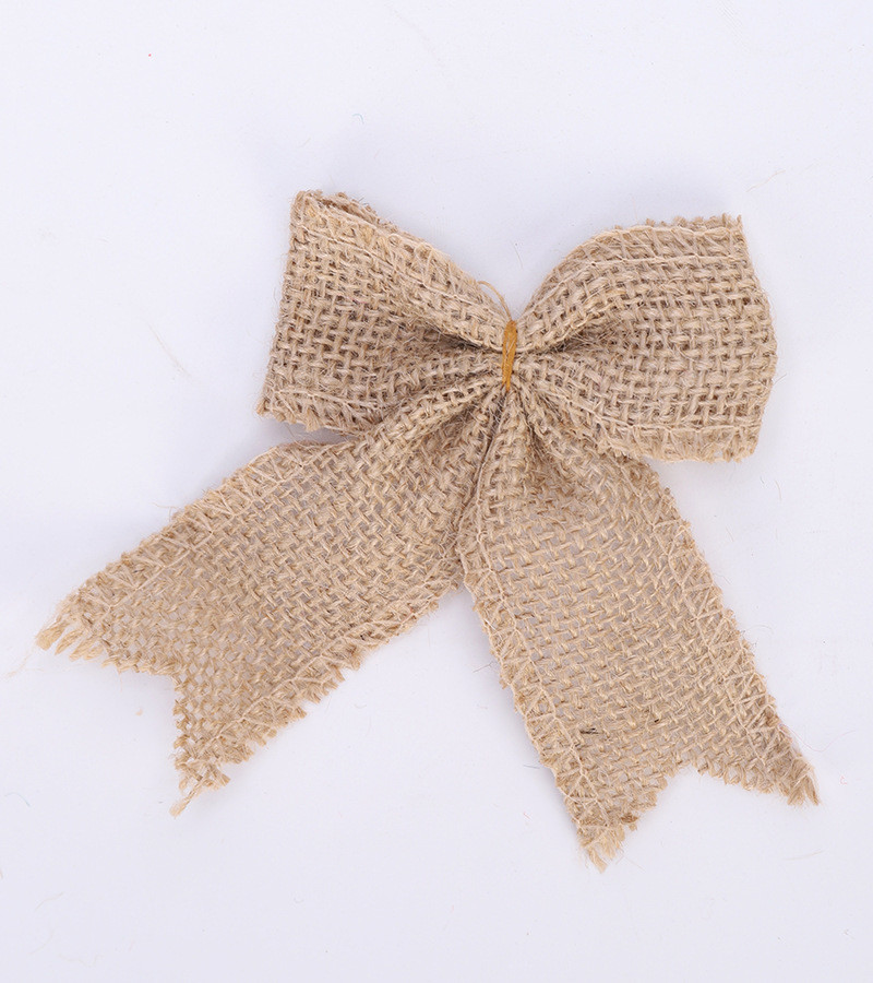 8cm*11cm Jute Ribbon Bow Green Rose Decorative Burlap Ribbon Bow