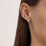 18K Gold Plated 925 Sterling Silver Pave CZ Women's Huggie Earrings CLASSIC