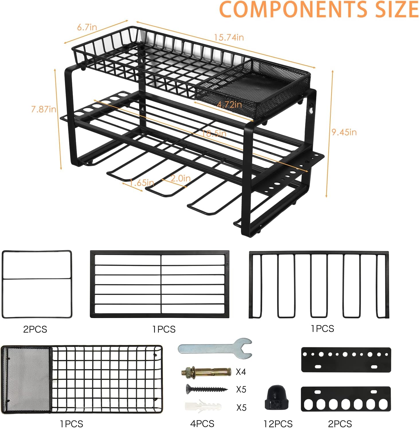 Black Mesh Frame Power Tool Organizer for Handheld Power Tools Customized Logo Acceptable