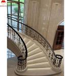 Modern Anti-Slip Beige Marble Waterjet Steps and Treads for Villas Spiral