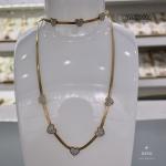 Stainless Snake Bone Chain Necklace 18k Gold Plated Heart Rhinestone Necklace