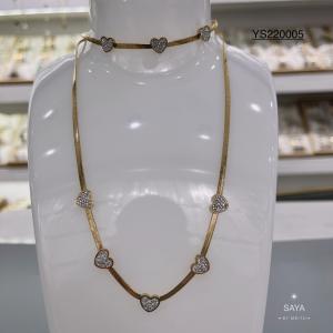 Quality Stainless Snake Bone Chain Necklace 18k Gold Plated Heart Rhinestone Necklace wholesale