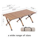 Lightweight Roll Up Folding Camping Coffee Table 6.70kg Wood Grain Color Metal