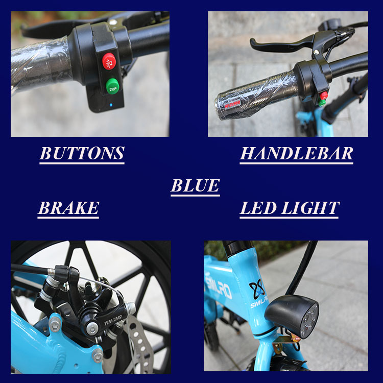 14 Inch Mini Portable Electric Bike Ergonomics Grips Foldable Pedal