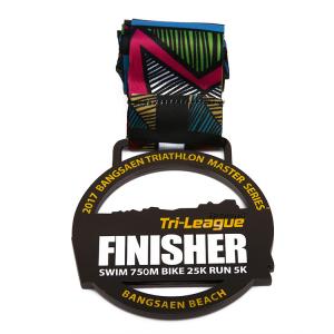 Quality Hollow Colorful Ribbon Marathon Running Medal Zinc Alloy Custom Logo wholesale