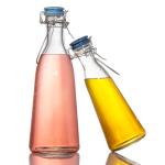 Wholesale 250Ml 500Ml Round Glass Juice Bottles Glass Drinks Bottle With Lid