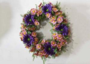 Quality 53cm Pink Purple Fake Chrysanthemum Wreath With Green Fern wholesale