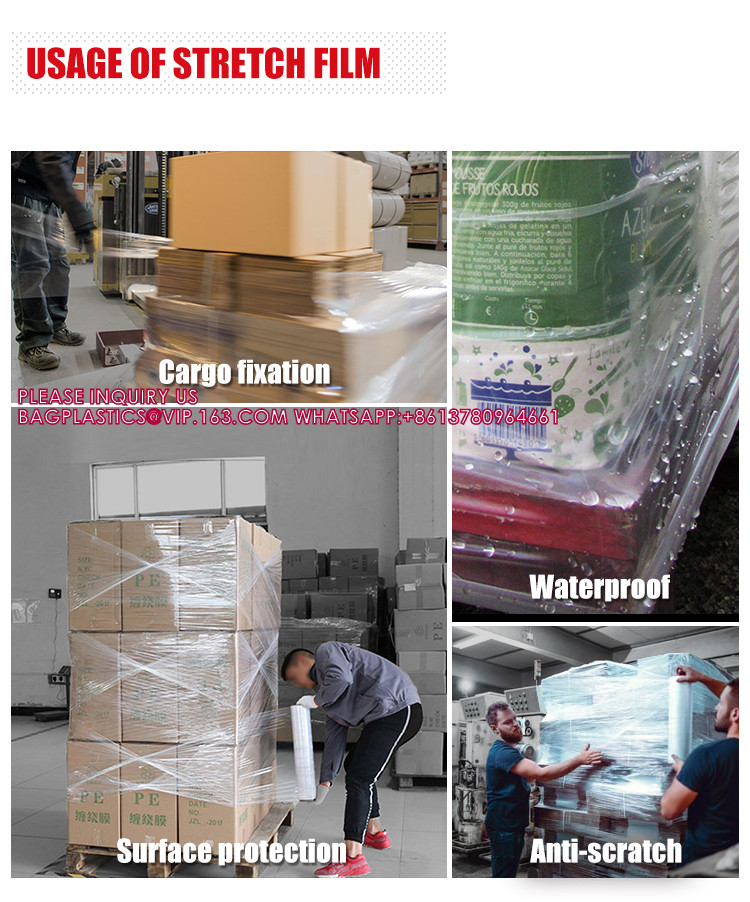 Factory Direct Sale Cheap Pallets Wrap Film Machine Wrap Plastic Stretch Film Hand PE Plastic Packaging Film