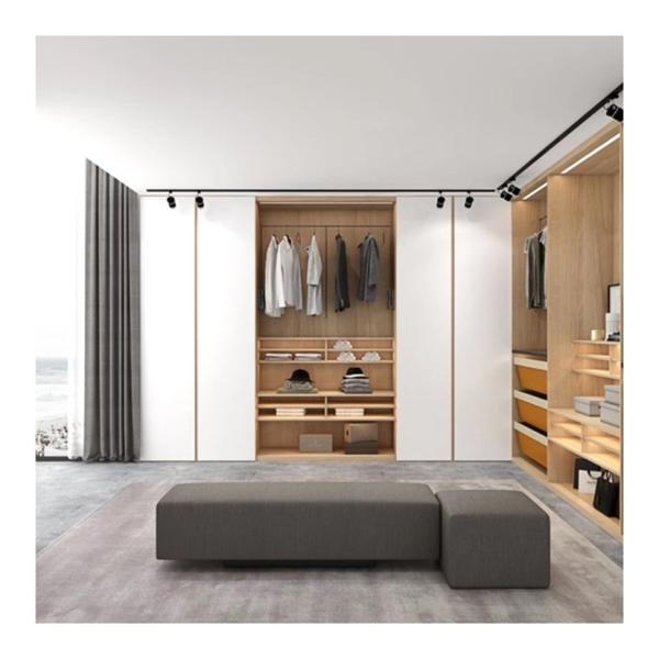 Modern Wardrobe Light Luxury Room Cabinet Wooden Combination for Household